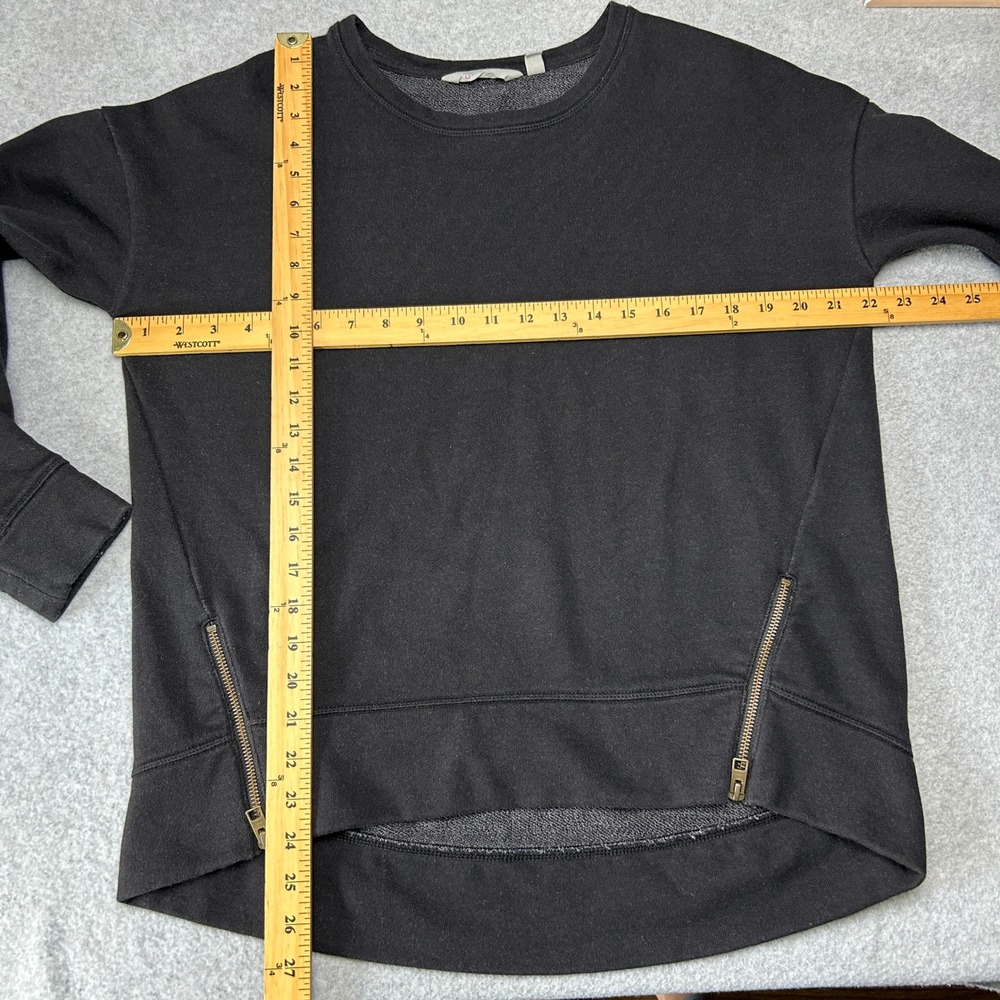 Athleta Black Cityscape Pullover Sweatshirt Side Zip French Terry Size Small - Picture 3 of 12